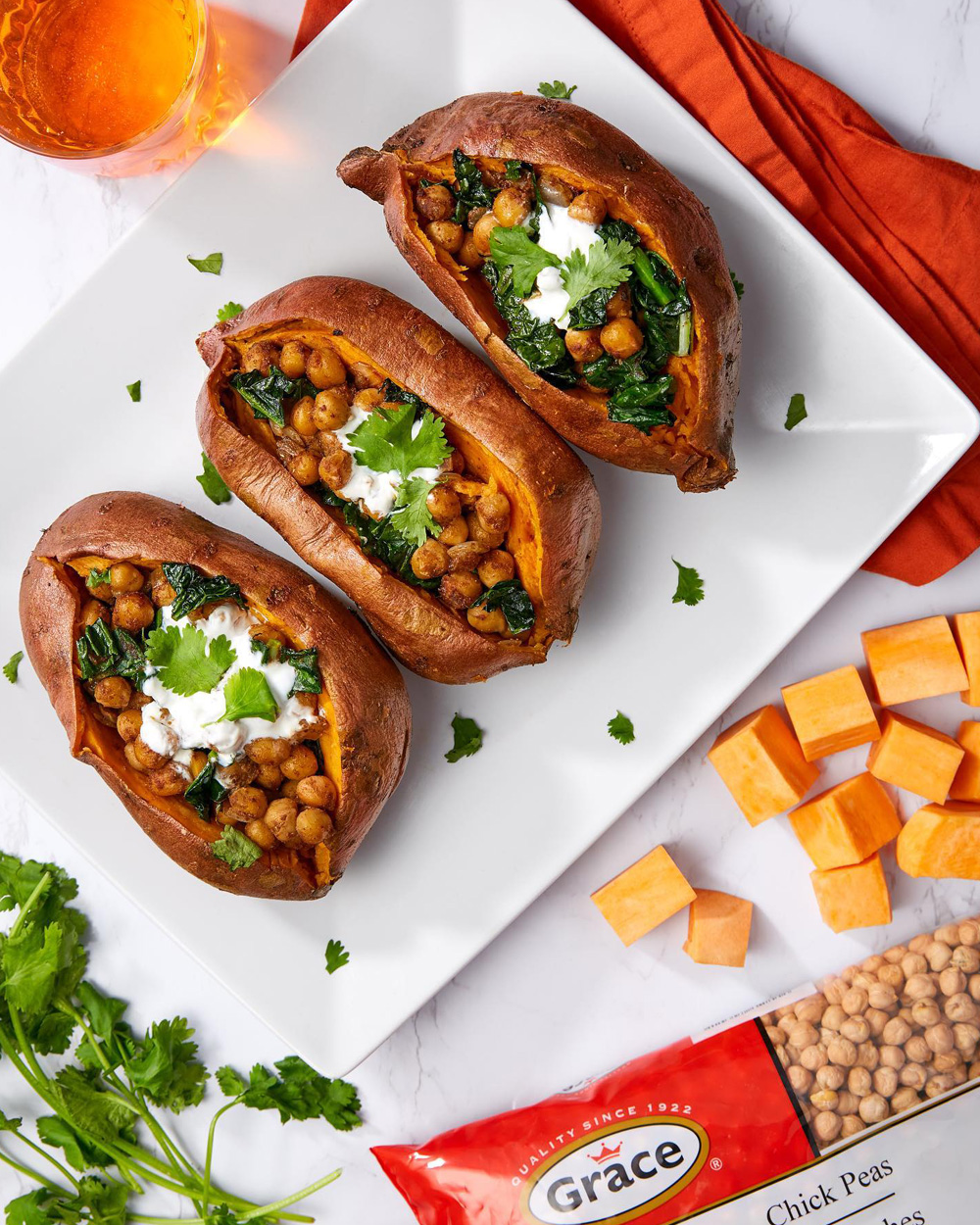 ChickPea Stuffed Sweet Potatoes
