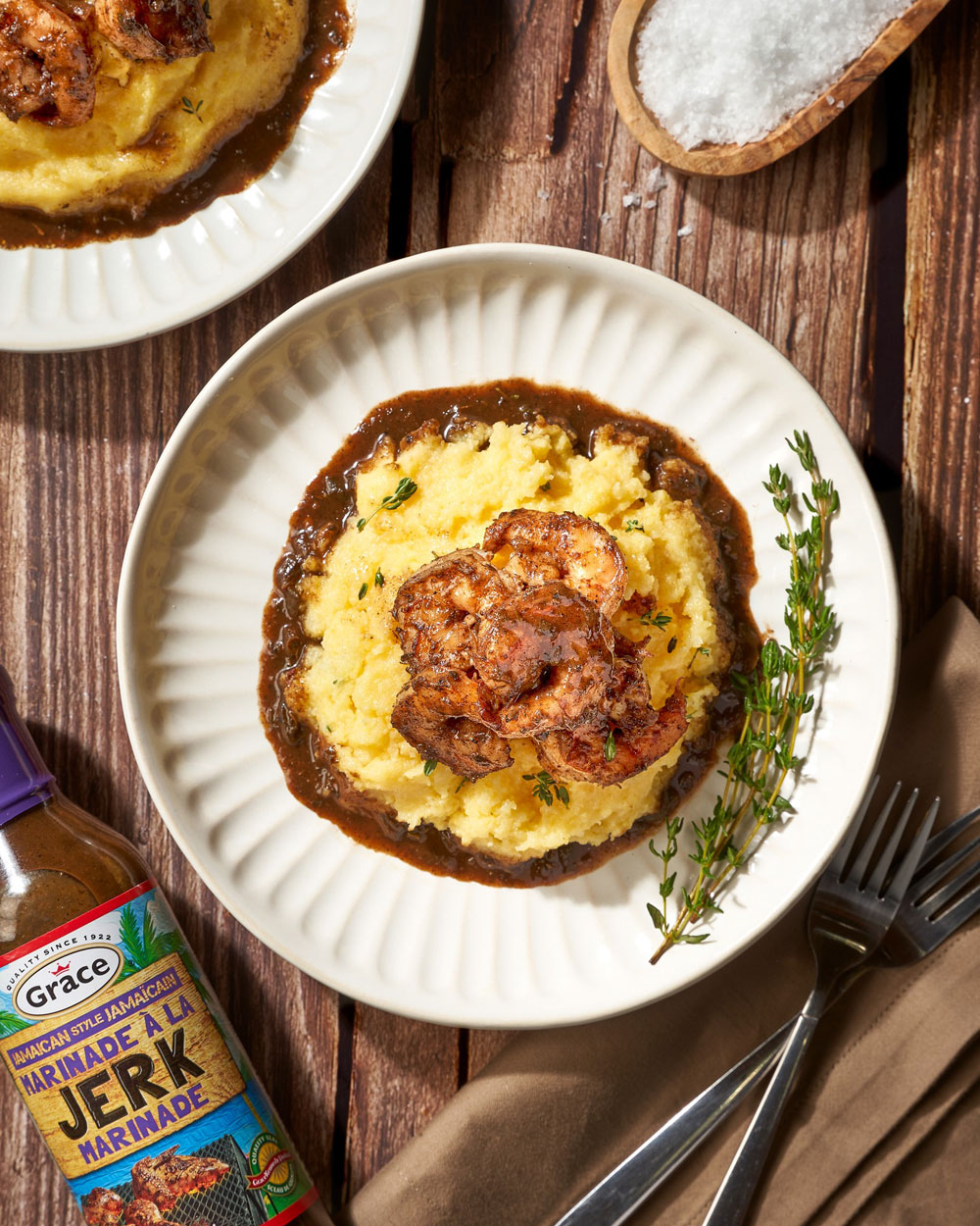 Jerk Shrimp and Grits L