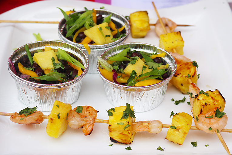 Pineapple Coconut Grilled Shrimp with Black Bean Salad