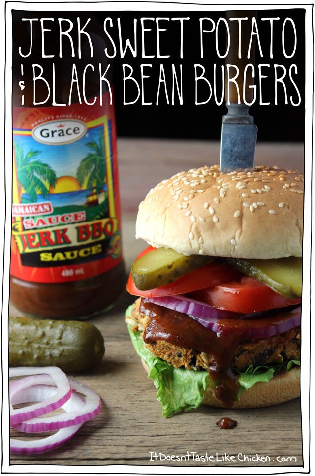 jerk sweet potato and black bean burgers